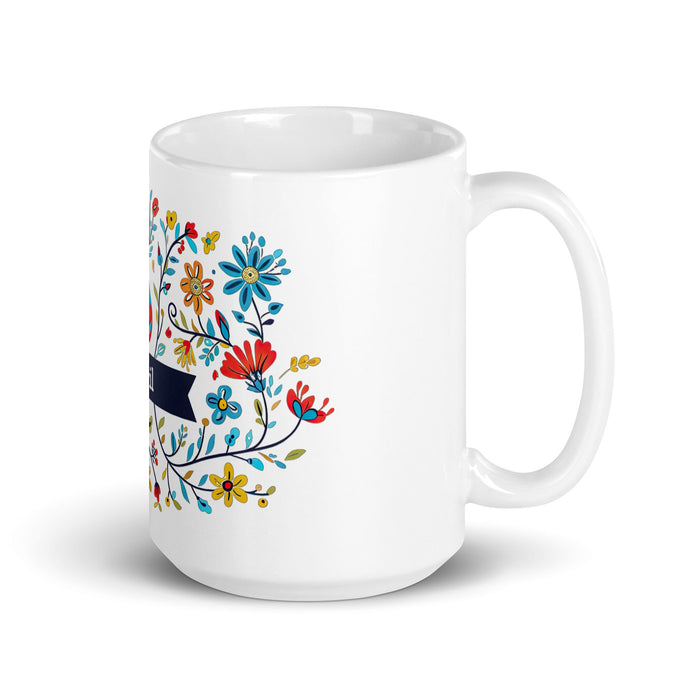 Abril Exclusive Name Art Piece Home Office Work Coffee Mug Mexican Spanish Pride Gift Cup One - Of - A - Kind Calligraphy White Glossy Mug | A16 - Mexicada