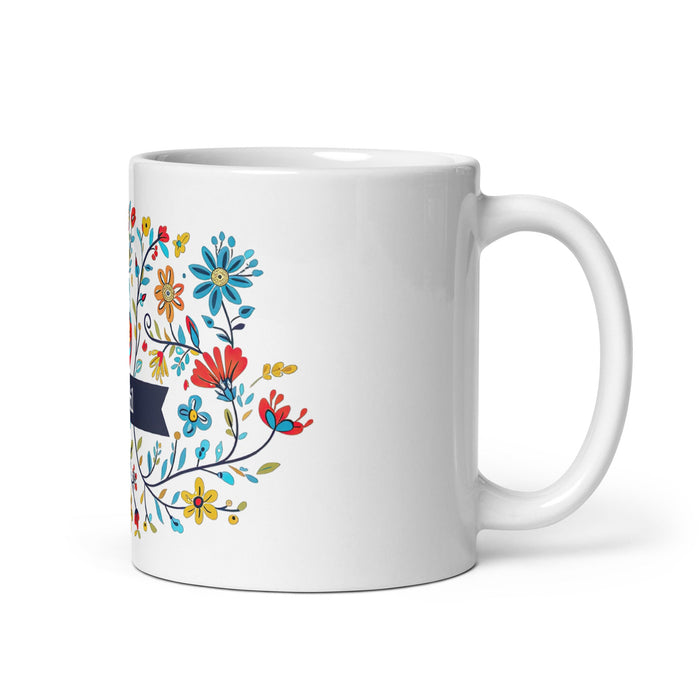 Abril Exclusive Name Art Piece Home Office Work Coffee Mug Mexican Spanish Pride Gift Cup One - Of - A - Kind Calligraphy White Glossy Mug | A16 - Mexicada