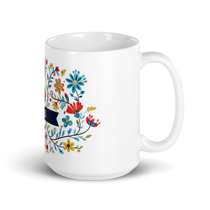 Abril Exclusive Name Art Piece Home Office Work Coffee Mug Mexican Spanish Pride Gift Cup One-Of-A-Kind Calligraphy White Glossy Mug | A16 Mexicada 15 oz