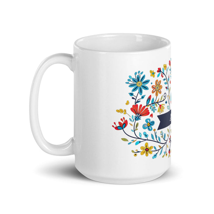 Abril Exclusive Name Art Piece Home Office Work Coffee Mug Mexican Spanish Pride Gift Cup One-Of-A-Kind Calligraphy White Glossy Mug | A16 Mexicada