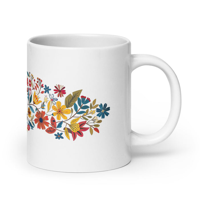 Abril Exclusive Name Art Piece Home Office Work Coffee Mug Mexican Spanish Pride Gift Cup One - Of - A - Kind Calligraphy White Glossy Mug | A18 - Mexicada