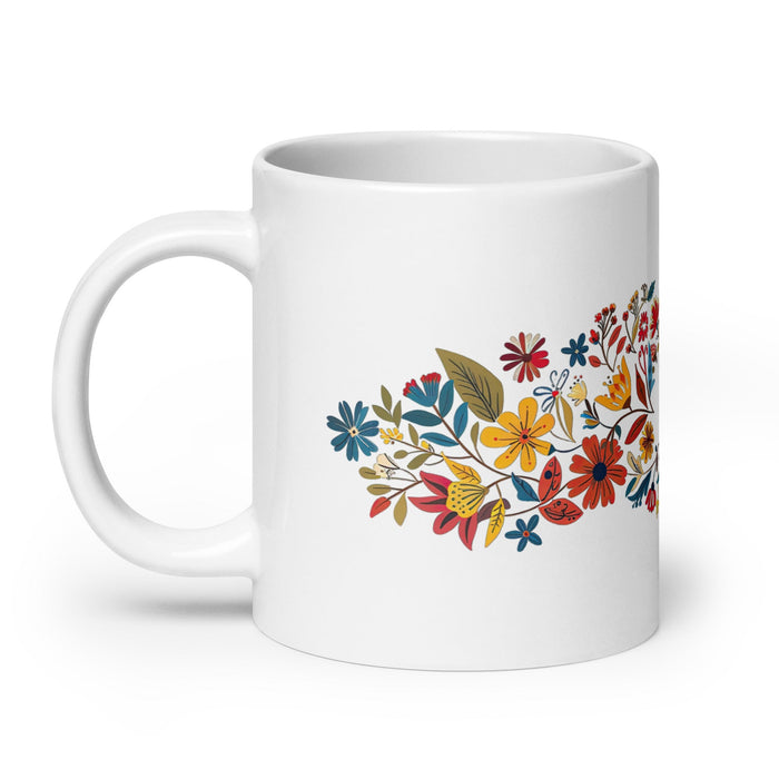 Abril Exclusive Name Art Piece Home Office Work Coffee Mug Mexican Spanish Pride Gift Cup One - Of - A - Kind Calligraphy White Glossy Mug | A18 - Mexicada