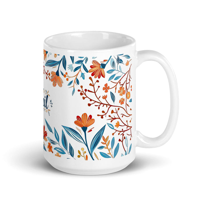 Abril Exclusive Name Art Piece Home Office Work Coffee Mug Mexican Spanish Pride Gift Cup One - Of - A - Kind Calligraphy White Glossy Mug | A19 - Mexicada