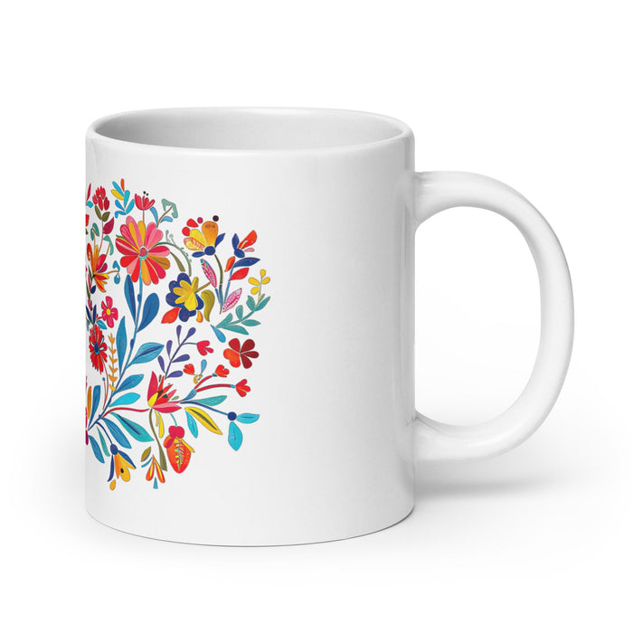 Abril Exclusive Name Art Piece Home Office Work Coffee Mug Mexican Spanish Pride Gift Cup One - Of - A - Kind Calligraphy White Glossy Mug | A2 - Mexicada