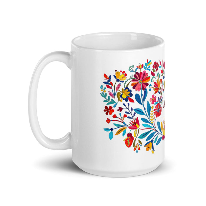 Abril Exclusive Name Art Piece Home Office Work Coffee Mug Mexican Spanish Pride Gift Cup One-Of-A-Kind Calligraphy White Glossy Mug | A2 Mexicada