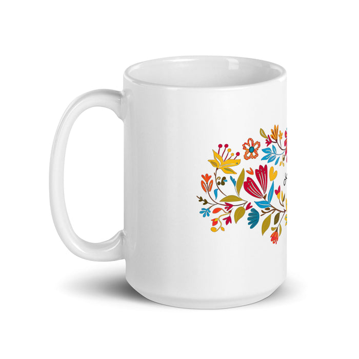 Abril Exclusive Name Art Piece Home Office Work Coffee Mug Mexican Spanish Pride Gift Cup One - Of - A - Kind Calligraphy White Glossy Mug | A20 - Mexicada