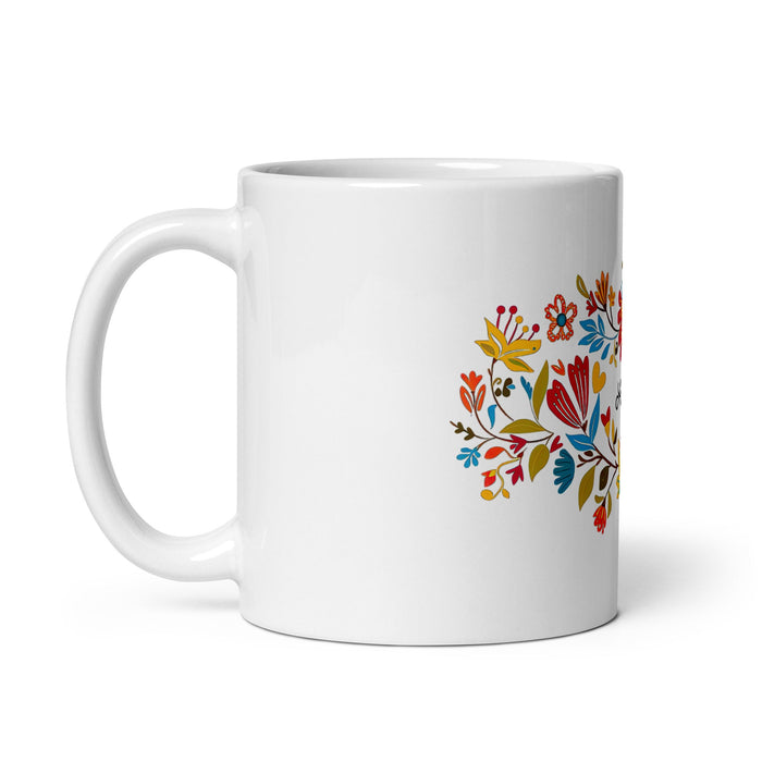 Abril Exclusive Name Art Piece Home Office Work Coffee Mug Mexican Spanish Pride Gift Cup One - Of - A - Kind Calligraphy White Glossy Mug | A20 - Mexicada