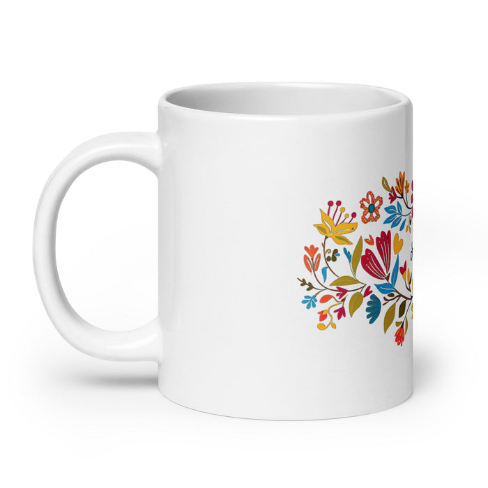 Abril Exclusive Name Art Piece Home Office Work Coffee Mug Mexican Spanish Pride Gift Cup One - Of - A - Kind Calligraphy White Glossy Mug | A20 - Mexicada