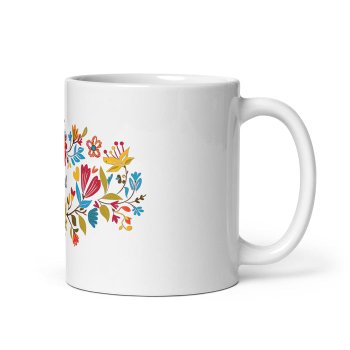 Abril Exclusive Name Art Piece Home Office Work Coffee Mug Mexican Spanish Pride Gift Cup One - Of - A - Kind Calligraphy White Glossy Mug | A20 - Mexicada