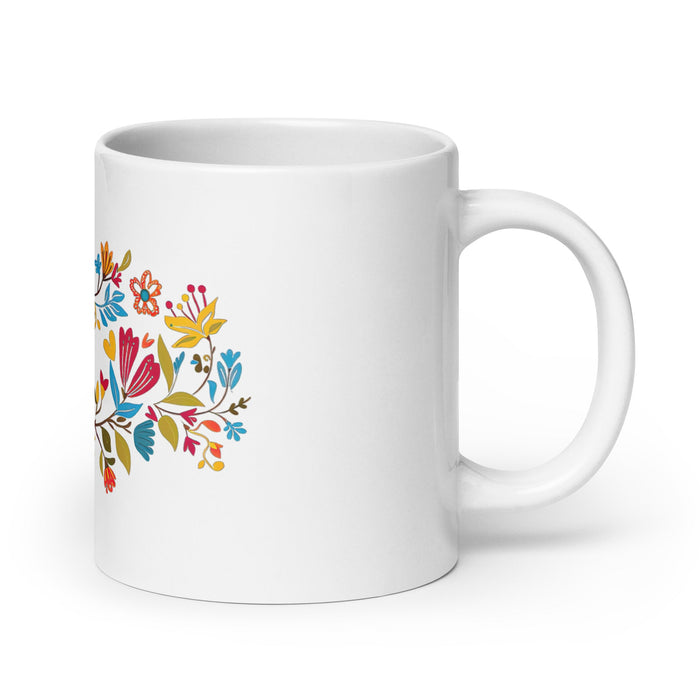 Abril Exclusive Name Art Piece Home Office Work Coffee Mug Mexican Spanish Pride Gift Cup One - Of - A - Kind Calligraphy White Glossy Mug | A20 - Mexicada