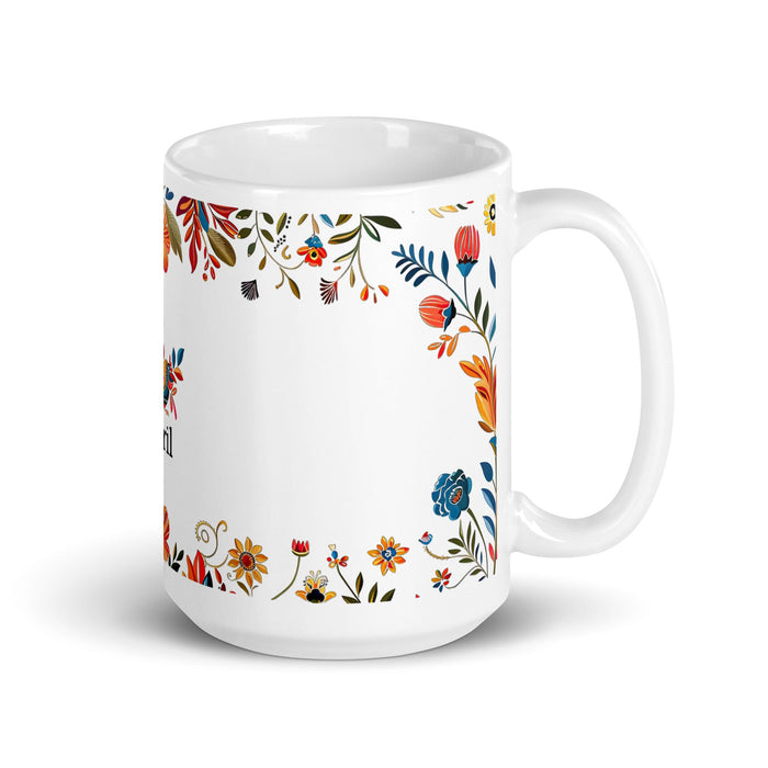 Abril Exclusive Name Art Piece Home Office Work Coffee Mug Mexican Spanish Pride Gift Cup One - Of - A - Kind Calligraphy White Glossy Mug | A21 - Mexicada