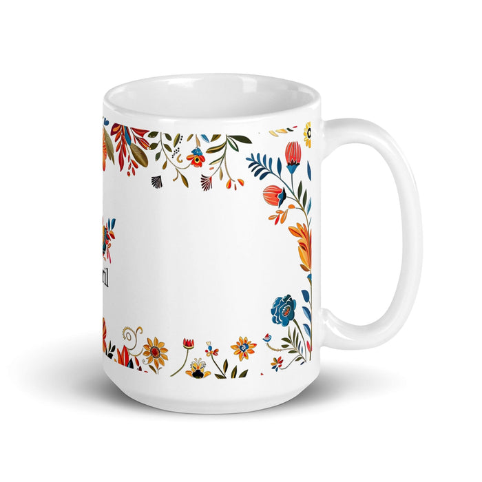 Abril Exclusive Name Art Piece Home Office Work Coffee Mug Mexican Spanish Pride Gift Cup One-Of-A-Kind Calligraphy White Glossy Mug | A21 Mexicada 15 oz