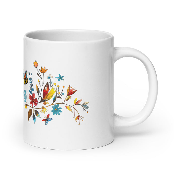 Abril Exclusive Name Art Piece Home Office Work Coffee Mug Mexican Spanish Pride Gift Cup One - Of - A - Kind Calligraphy White Glossy Mug | A22 - Mexicada