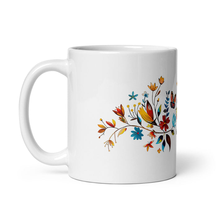 Abril Exclusive Name Art Piece Home Office Work Coffee Mug Mexican Spanish Pride Gift Cup One - Of - A - Kind Calligraphy White Glossy Mug | A22 - Mexicada