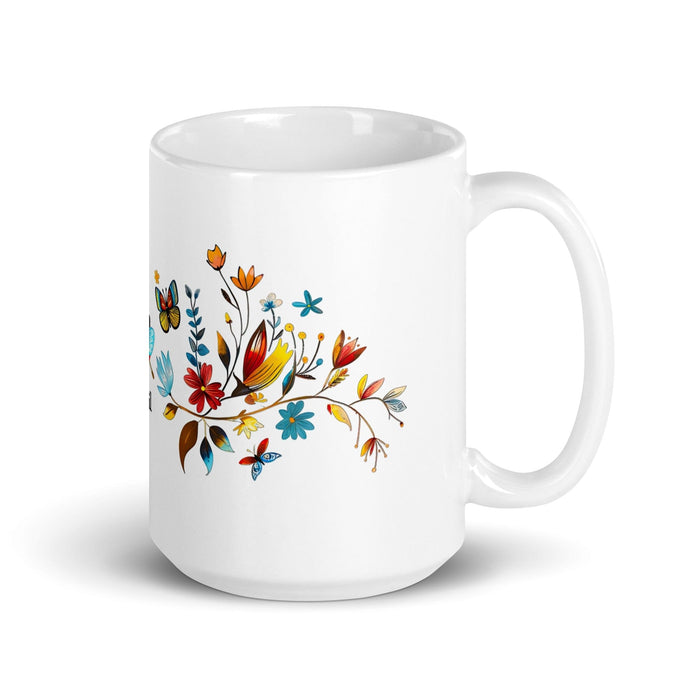 Abril Exclusive Name Art Piece Home Office Work Coffee Mug Mexican Spanish Pride Gift Cup One-Of-A-Kind Calligraphy White Glossy Mug | A22 Mexicada 15 oz