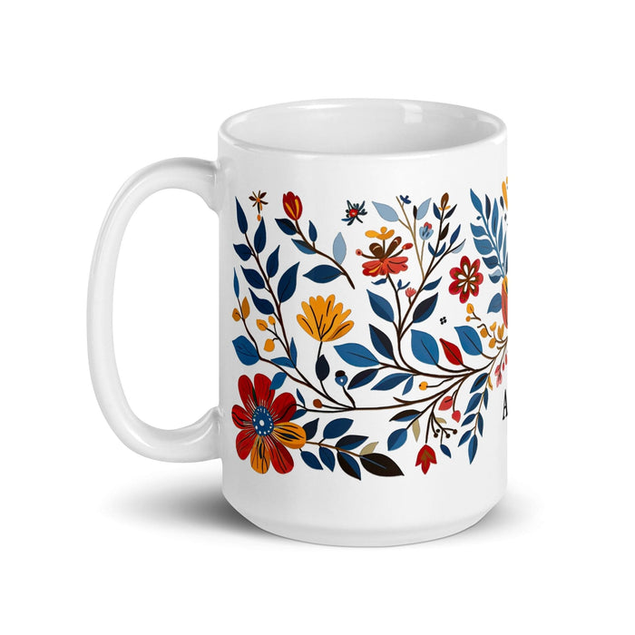 Abril Exclusive Name Art Piece Home Office Work Coffee Mug Mexican Spanish Pride Gift Cup One-Of-A-Kind Calligraphy White Glossy Mug | A23 Mexicada