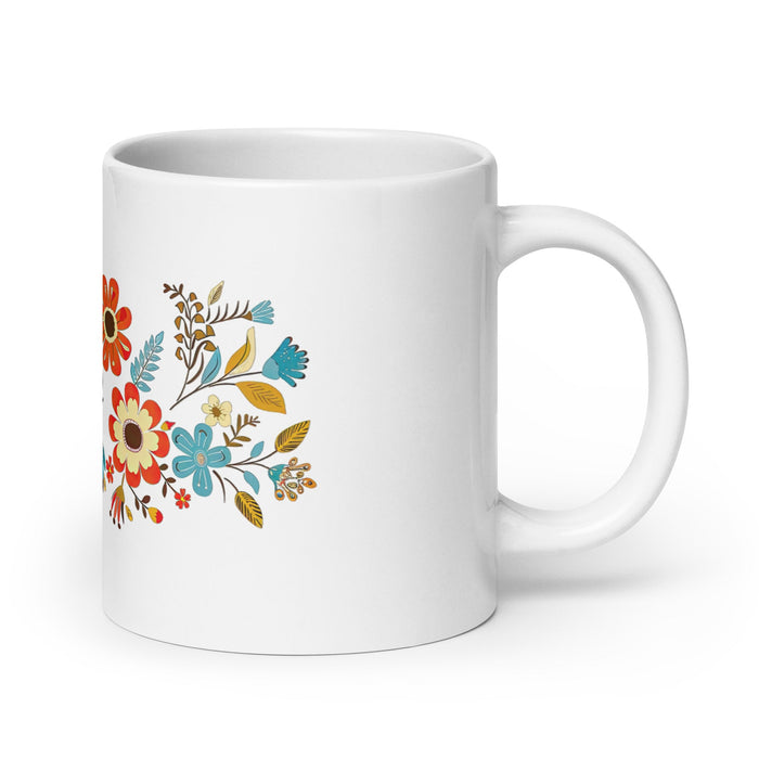 Abril Exclusive Name Art Piece Home Office Work Coffee Mug Mexican Spanish Pride Gift Cup One - Of - A - Kind Calligraphy White Glossy Mug | A24 - Mexicada