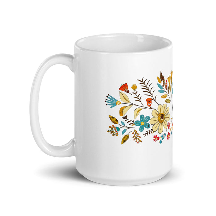 Abril Exclusive Name Art Piece Home Office Work Coffee Mug Mexican Spanish Pride Gift Cup One - Of - A - Kind Calligraphy White Glossy Mug | A24 - Mexicada