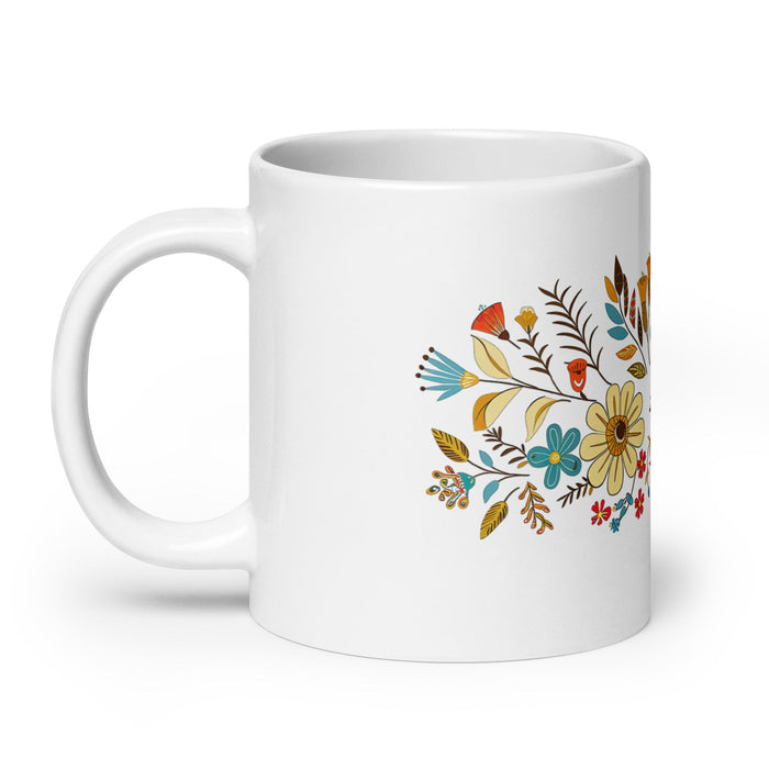 Abril Exclusive Name Art Piece Home Office Work Coffee Mug Mexican Spanish Pride Gift Cup One - Of - A - Kind Calligraphy White Glossy Mug | A24 - Mexicada