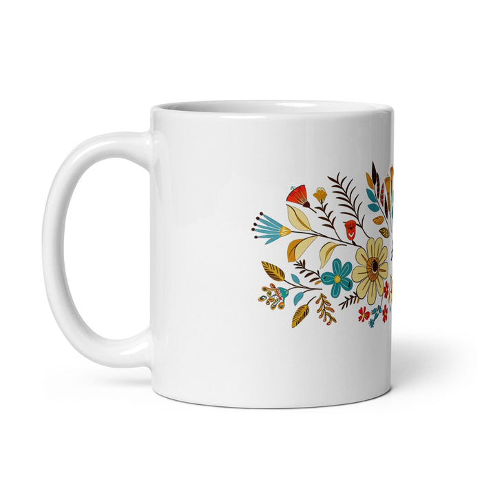 Abril Exclusive Name Art Piece Home Office Work Coffee Mug Mexican Spanish Pride Gift Cup One-Of-A-Kind Calligraphy White Glossy Mug | A24 Mexicada