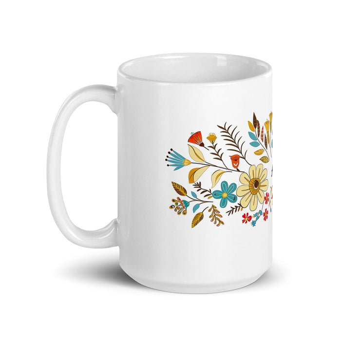 Abril Exclusive Name Art Piece Home Office Work Coffee Mug Mexican Spanish Pride Gift Cup One-Of-A-Kind Calligraphy White Glossy Mug | A24 Mexicada