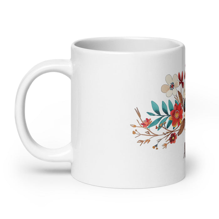 Abril Exclusive Name Art Piece Home Office Work Coffee Mug Mexican Spanish Pride Gift Cup One - Of - A - Kind Calligraphy White Glossy Mug | A25 - Mexicada