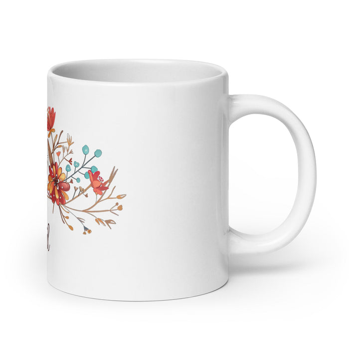 Abril Exclusive Name Art Piece Home Office Work Coffee Mug Mexican Spanish Pride Gift Cup One - Of - A - Kind Calligraphy White Glossy Mug | A25 - Mexicada