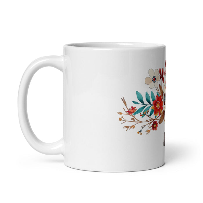 Abril Exclusive Name Art Piece Home Office Work Coffee Mug Mexican Spanish Pride Gift Cup One-Of-A-Kind Calligraphy White Glossy Mug | A25 Mexicada