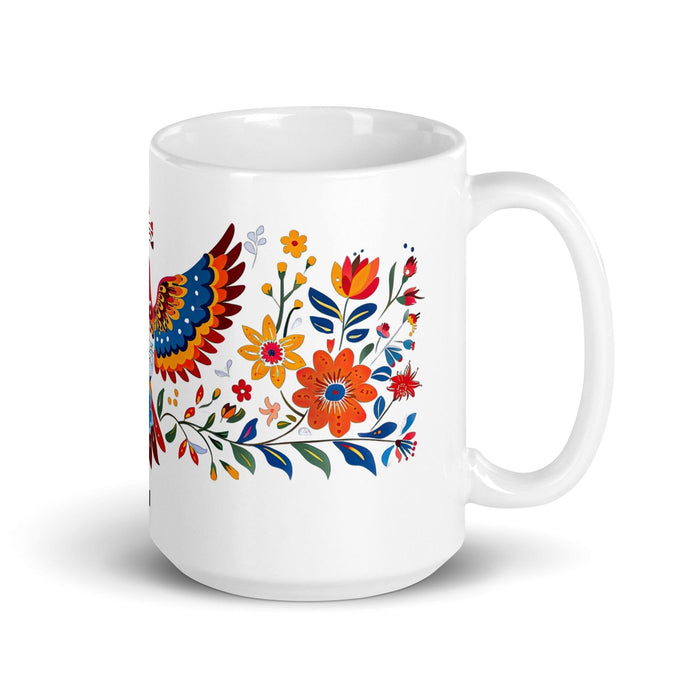 Abril Exclusive Name Art Piece Home Office Work Coffee Mug Mexican Spanish Pride Gift Cup One-Of-A-Kind Calligraphy White Glossy Mug | A26 Mexicada 15 oz