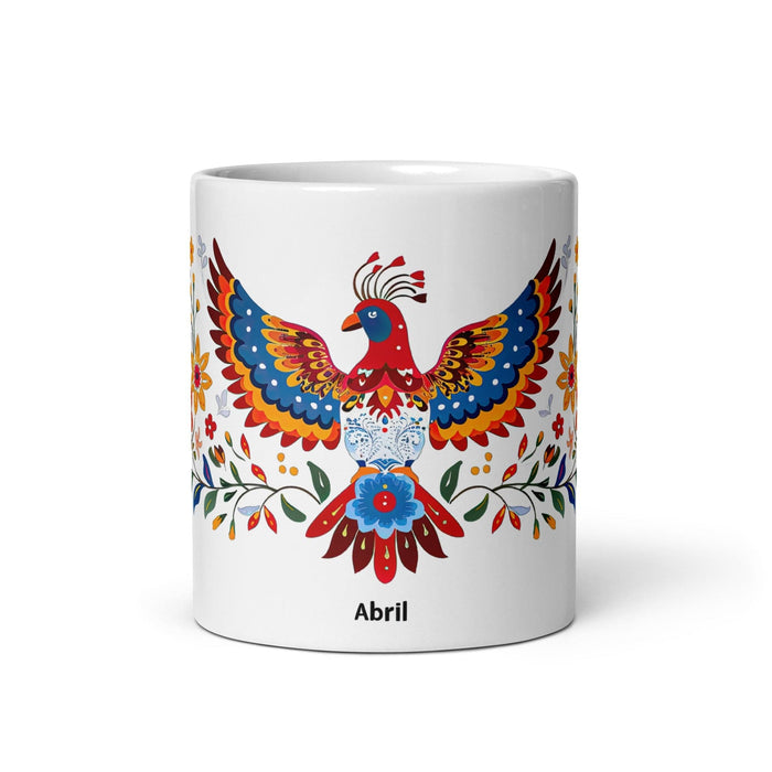 Abril Exclusive Name Art Piece Home Office Work Coffee Mug Mexican Spanish Pride Gift Cup One-Of-A-Kind Calligraphy White Glossy Mug | A26 Mexicada