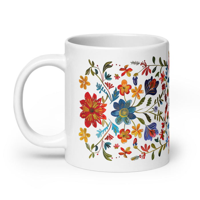 Abril Exclusive Name Art Piece Home Office Work Coffee Mug Mexican Spanish Pride Gift Cup One - Of - A - Kind Calligraphy White Glossy Mug | A27 - Mexicada