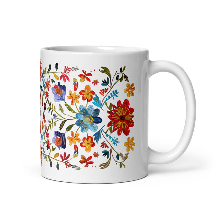 Abril Exclusive Name Art Piece Home Office Work Coffee Mug Mexican Spanish Pride Gift Cup One - Of - A - Kind Calligraphy White Glossy Mug | A27 - Mexicada