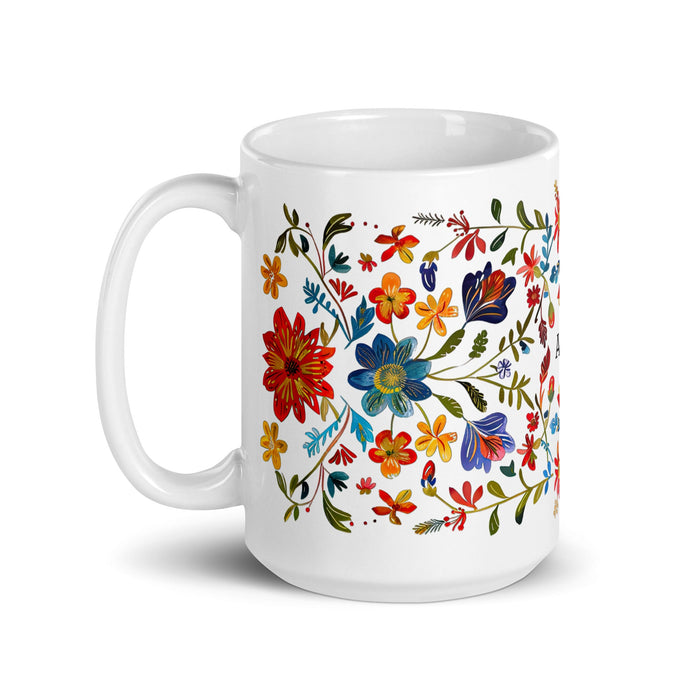 Abril Exclusive Name Art Piece Home Office Work Coffee Mug Mexican Spanish Pride Gift Cup One - Of - A - Kind Calligraphy White Glossy Mug | A27 - Mexicada