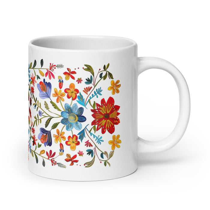 Abril Exclusive Name Art Piece Home Office Work Coffee Mug Mexican Spanish Pride Gift Cup One - Of - A - Kind Calligraphy White Glossy Mug | A27 - Mexicada