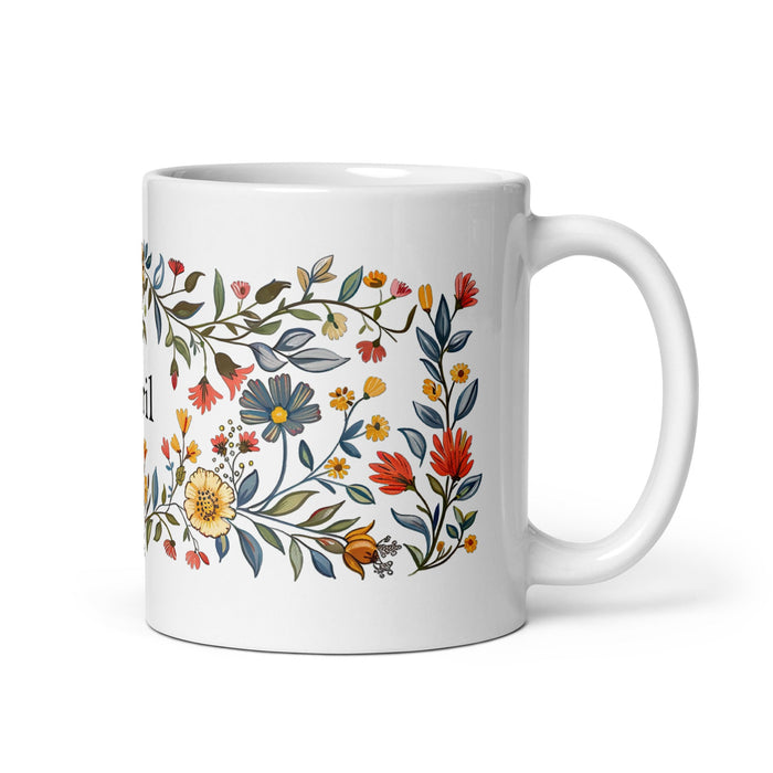 Abril Exclusive Name Art Piece Home Office Work Coffee Mug Mexican Spanish Pride Gift Cup One - Of - A - Kind Calligraphy White Glossy Mug | A28 - Mexicada