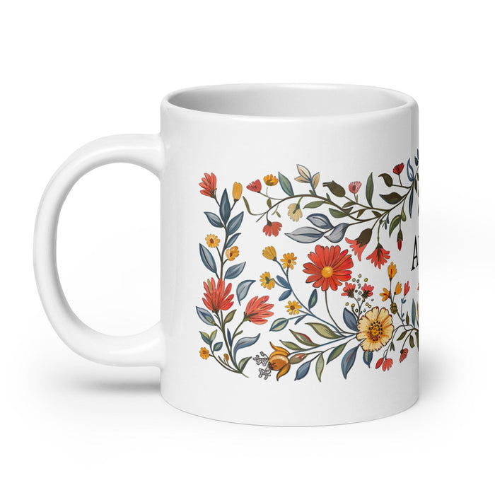 Abril Exclusive Name Art Piece Home Office Work Coffee Mug Mexican Spanish Pride Gift Cup One - Of - A - Kind Calligraphy White Glossy Mug | A28 - Mexicada