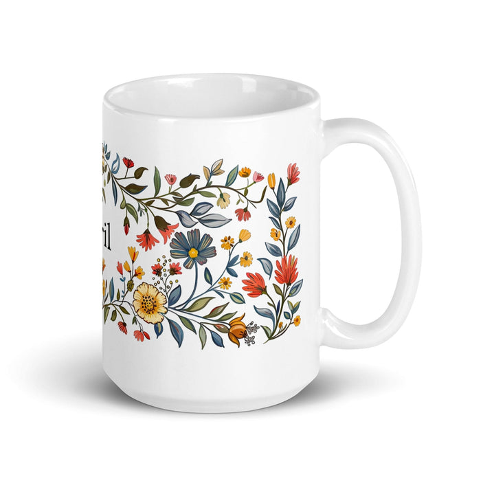 Abril Exclusive Name Art Piece Home Office Work Coffee Mug Mexican Spanish Pride Gift Cup One-Of-A-Kind Calligraphy White Glossy Mug | A28 Mexicada 15 oz