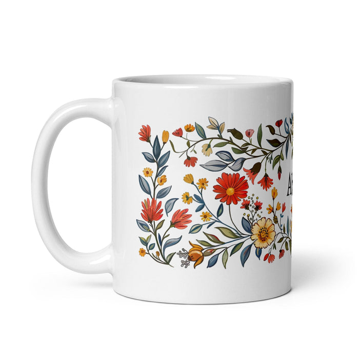 Abril Exclusive Name Art Piece Home Office Work Coffee Mug Mexican Spanish Pride Gift Cup One-Of-A-Kind Calligraphy White Glossy Mug | A28 Mexicada