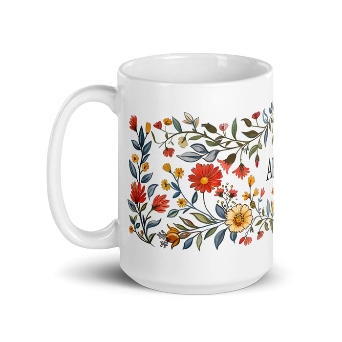 Abril Exclusive Name Art Piece Home Office Work Coffee Mug Mexican Spanish Pride Gift Cup One-Of-A-Kind Calligraphy White Glossy Mug | A28 Mexicada