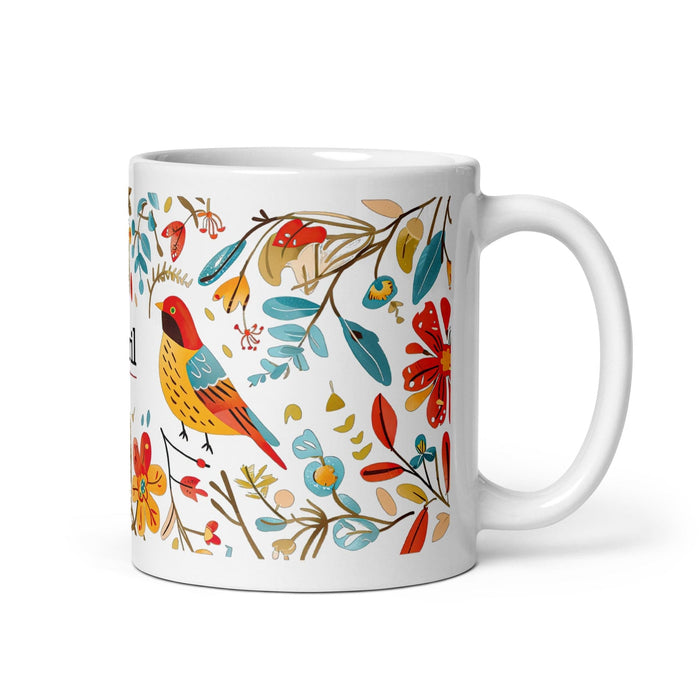 Abril Exclusive Name Art Piece Home Office Work Coffee Mug Mexican Spanish Pride Gift Cup One-Of-A-Kind Calligraphy White Glossy Mug | A29 Mexicada 11 oz