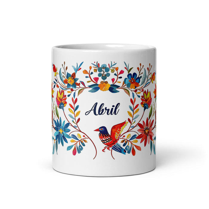 Abril Exclusive Name Art Piece Home Office Work Coffee Mug Mexican Spanish Pride Gift Cup One - Of - A - Kind Calligraphy White Glossy Mug | A3 - Mexicada