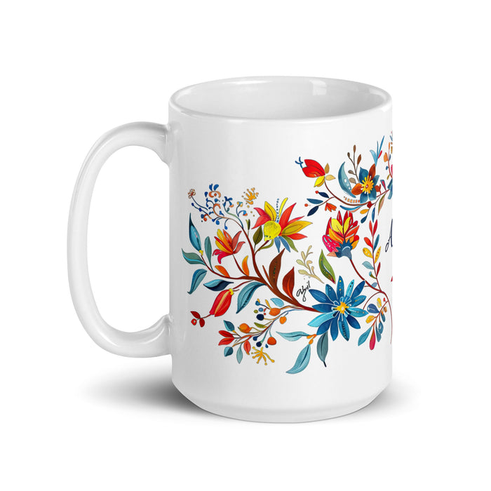 Abril Exclusive Name Art Piece Home Office Work Coffee Mug Mexican Spanish Pride Gift Cup One - Of - A - Kind Calligraphy White Glossy Mug | A3 - Mexicada