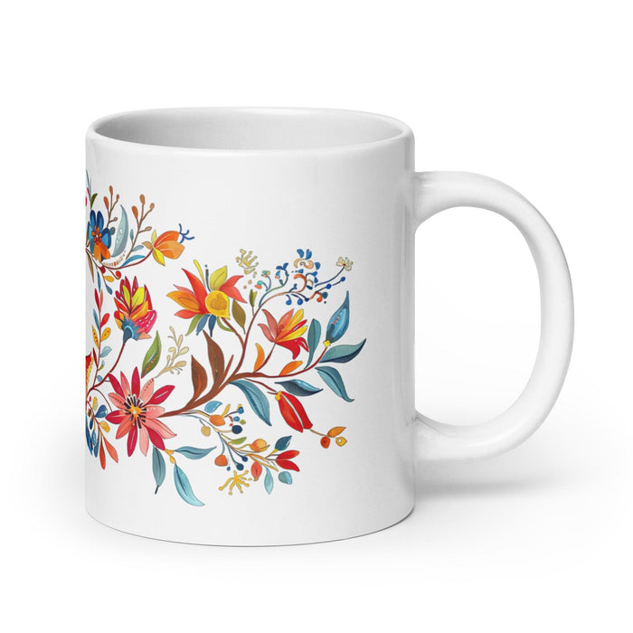 Abril Exclusive Name Art Piece Home Office Work Coffee Mug Mexican Spanish Pride Gift Cup One-Of-A-Kind Calligraphy White Glossy Mug | A3 Mexicada 20 oz