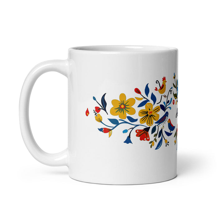 Abril Exclusive Name Art Piece Home Office Work Coffee Mug Mexican Spanish Pride Gift Cup One - Of - A - Kind Calligraphy White Glossy Mug | A30 - Mexicada