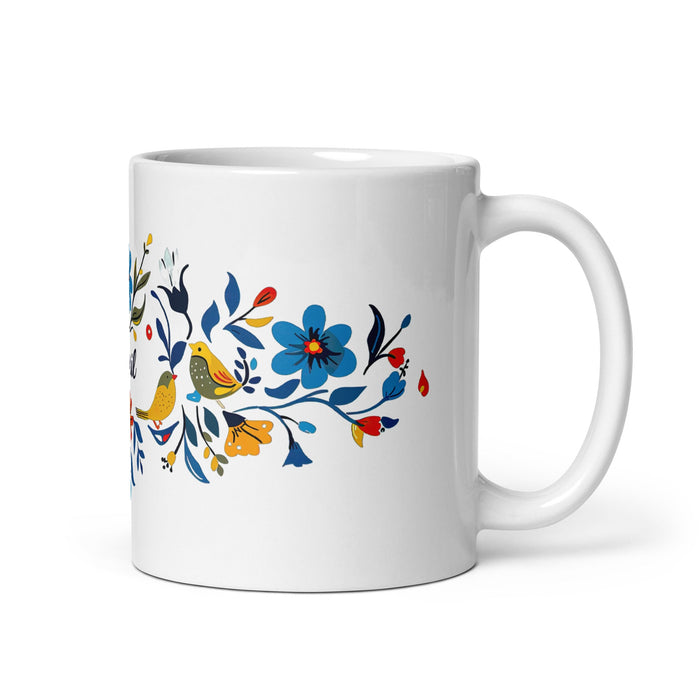 Abril Exclusive Name Art Piece Home Office Work Coffee Mug Mexican Spanish Pride Gift Cup One - Of - A - Kind Calligraphy White Glossy Mug | A30 - Mexicada