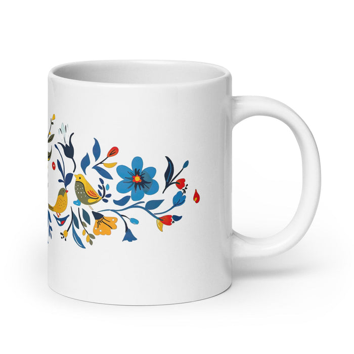 Abril Exclusive Name Art Piece Home Office Work Coffee Mug Mexican Spanish Pride Gift Cup One-Of-A-Kind Calligraphy White Glossy Mug | A30 Mexicada 20 oz