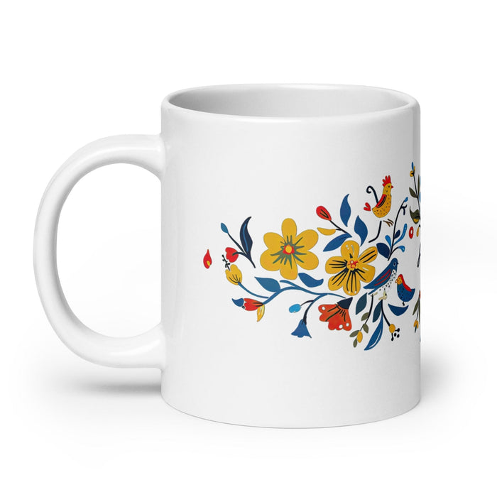 Abril Exclusive Name Art Piece Home Office Work Coffee Mug Mexican Spanish Pride Gift Cup One-Of-A-Kind Calligraphy White Glossy Mug | A30 Mexicada