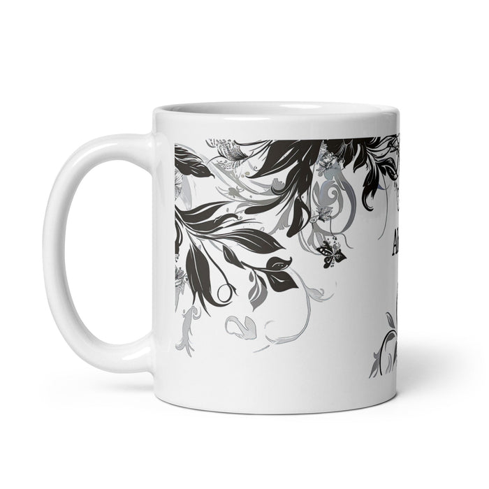 Abril Exclusive Name Art Piece Home Office Work Coffee Mug Mexican Spanish Pride Gift Cup One - Of - A - Kind Calligraphy White Glossy Mug | A4 - Mexicada