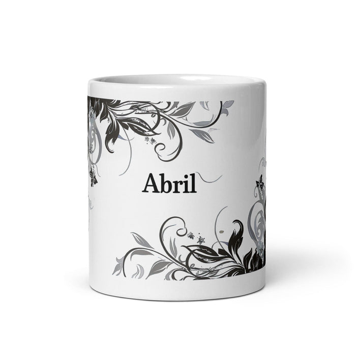 Abril Exclusive Name Art Piece Home Office Work Coffee Mug Mexican Spanish Pride Gift Cup One-Of-A-Kind Calligraphy White Glossy Mug | A4 Mexicada