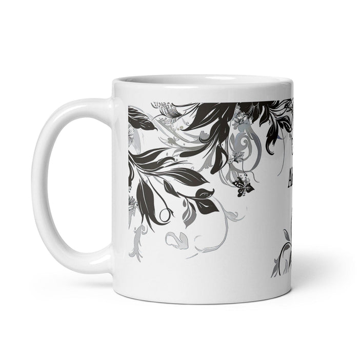 Abril Exclusive Name Art Piece Home Office Work Coffee Mug Mexican Spanish Pride Gift Cup One-Of-A-Kind Calligraphy White Glossy Mug | A4 Mexicada